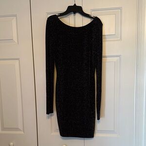 Silence + Noise Shimmering Black Long Sleeve Dress